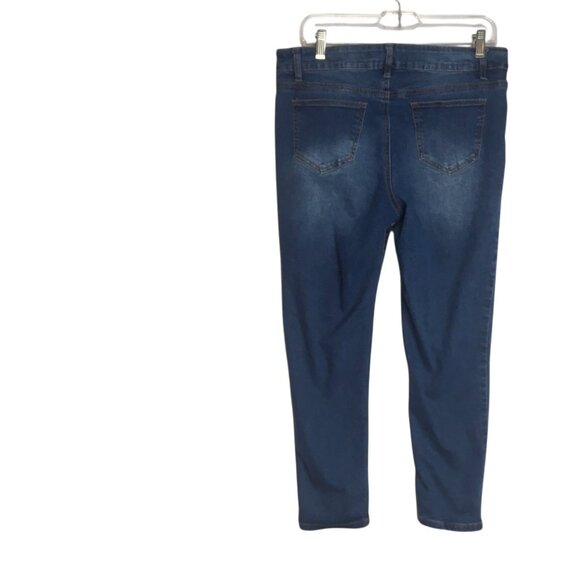 One5One Jeans Womens 10 Blue Embroidered Floral High Rise Stretch Skinny Pants - Picture 11 of 12